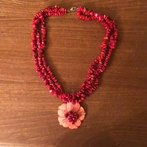 Genuine coral necklace with coral Pendant